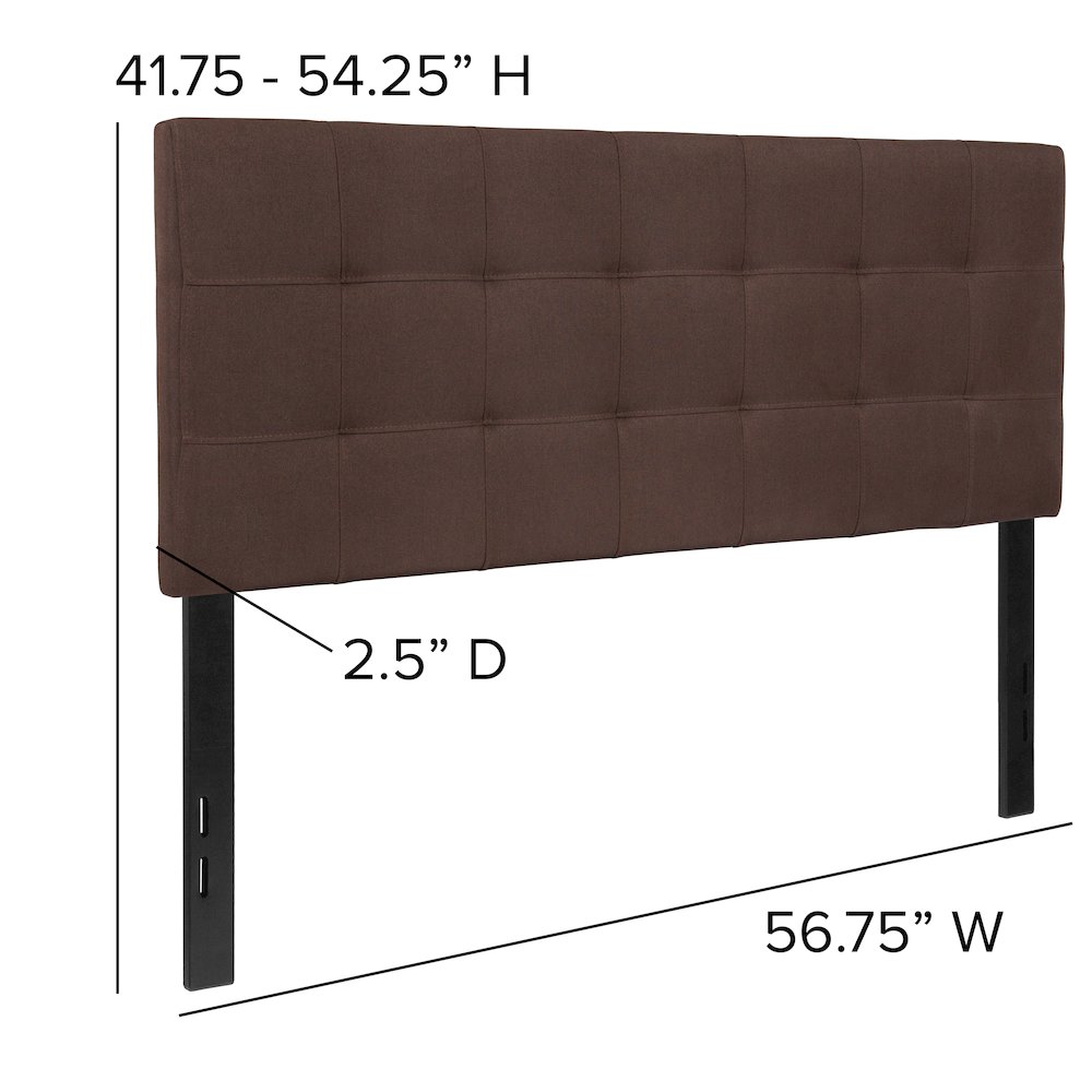 Tufted Upholstered Full Size Headboard in Dark Brown Fabric