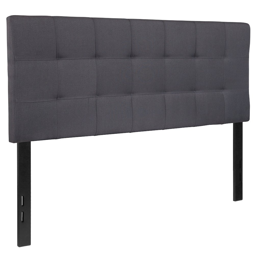 Tufted Upholstered Full Size Headboard in Dark Gray Fabric