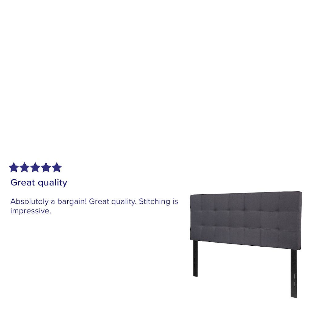 Tufted Upholstered Full Size Headboard in Dark Gray Fabric