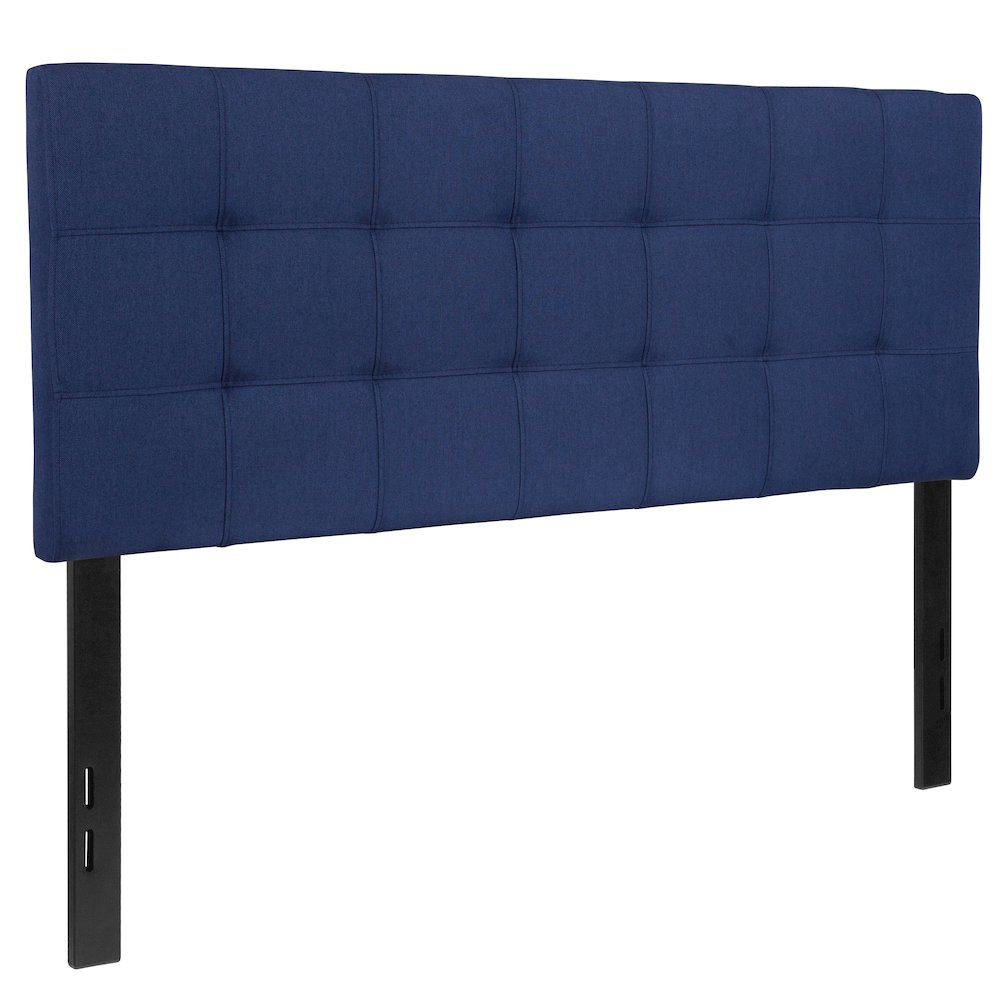 Tufted Upholstered Full Size Headboard in Navy Fabric