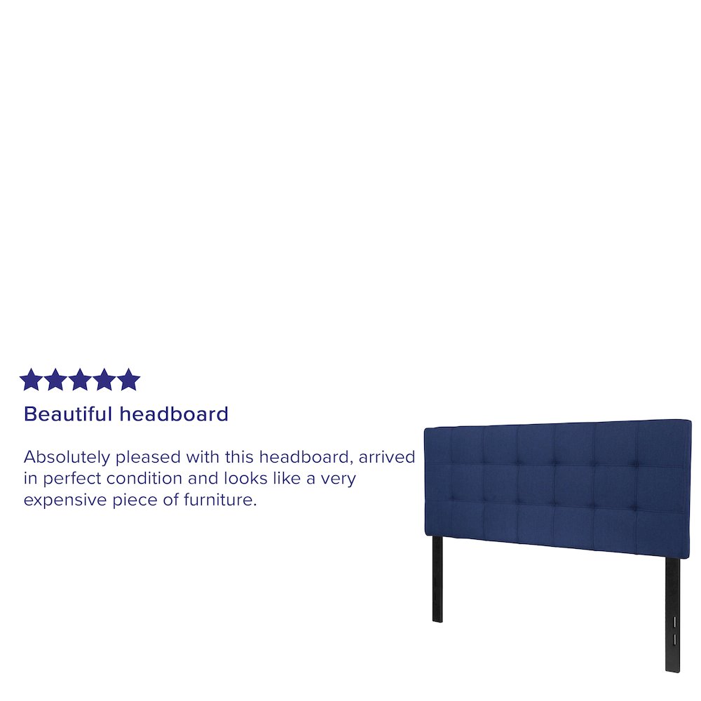 Tufted Upholstered Full Size Headboard in Navy Fabric