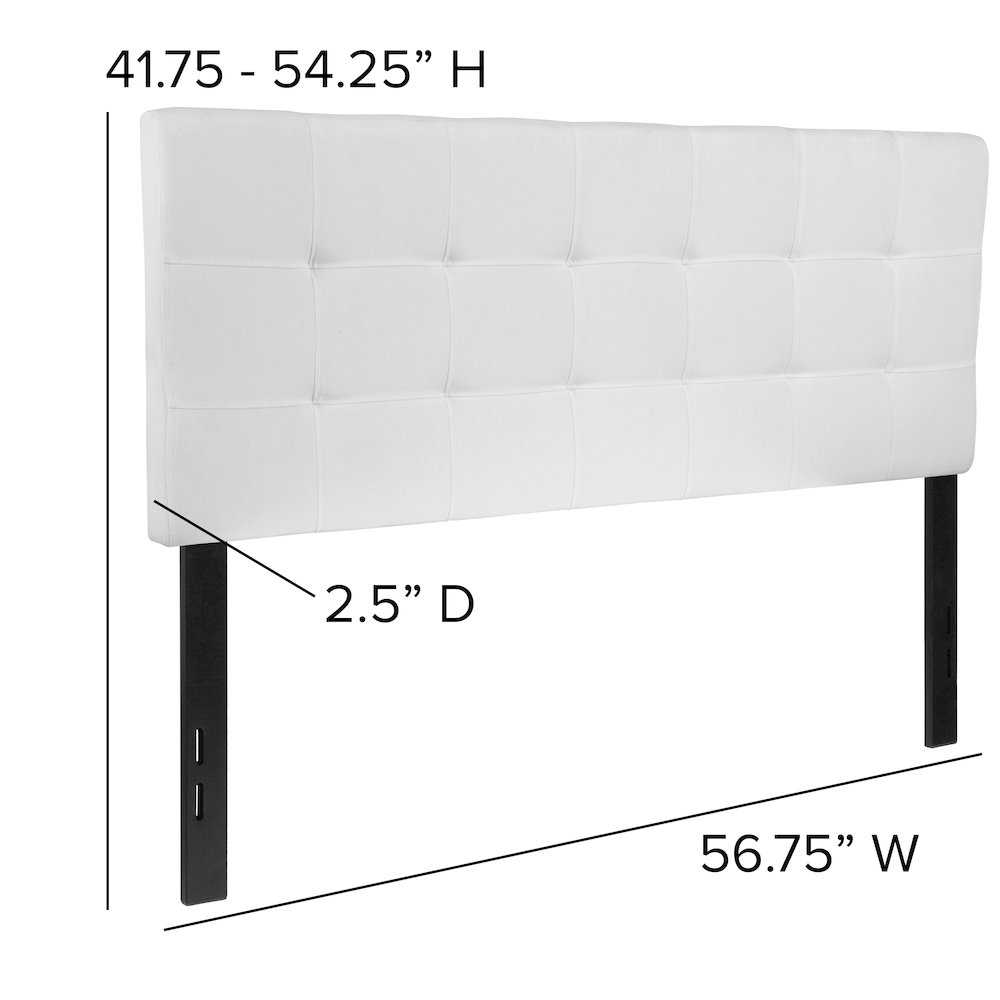 Tufted Upholstered Full Size Headboard in White Fabric