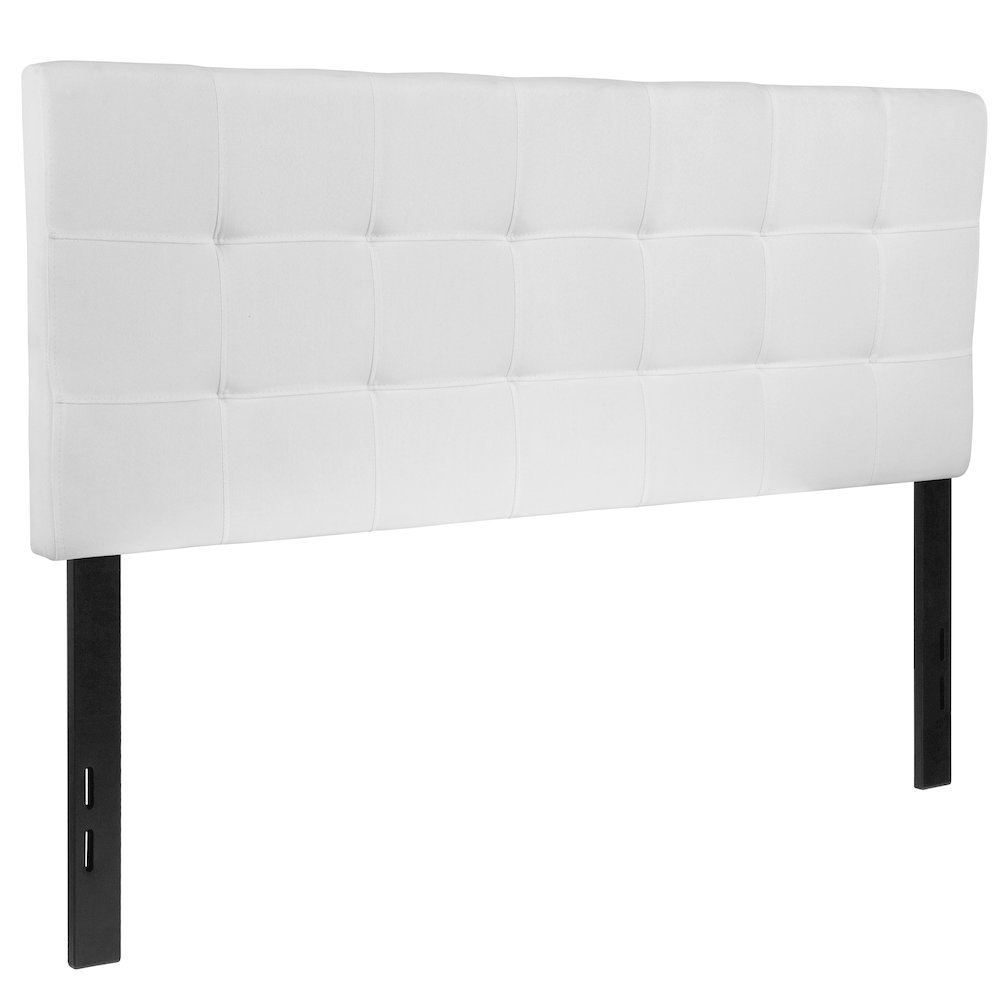 Tufted Upholstered Full Size Headboard in White Fabric