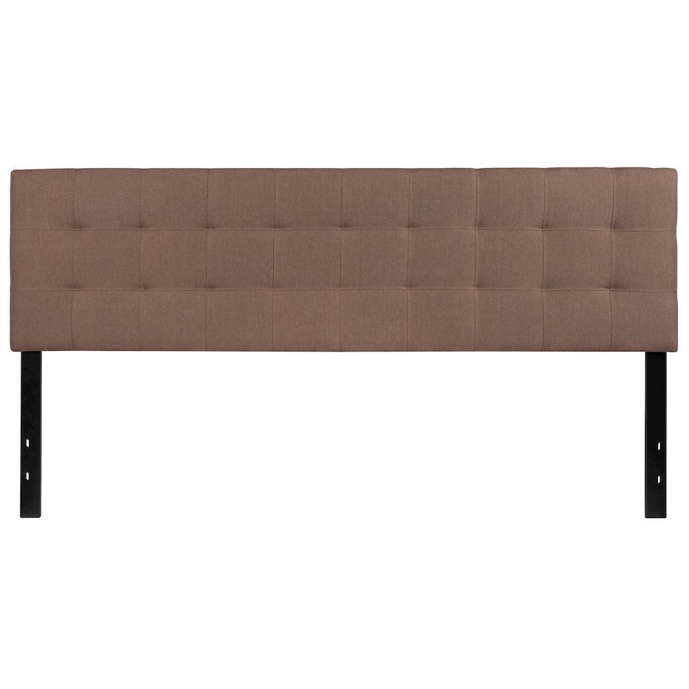 Tufted Upholstered King Size Headboard in Camel Fabric