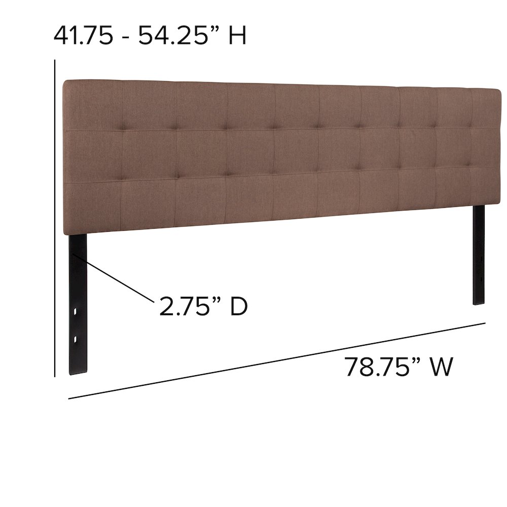Tufted Upholstered King Size Headboard in Camel Fabric