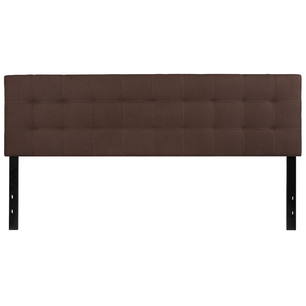 Tufted Upholstered King Size Headboard in Dark Brown Fabric