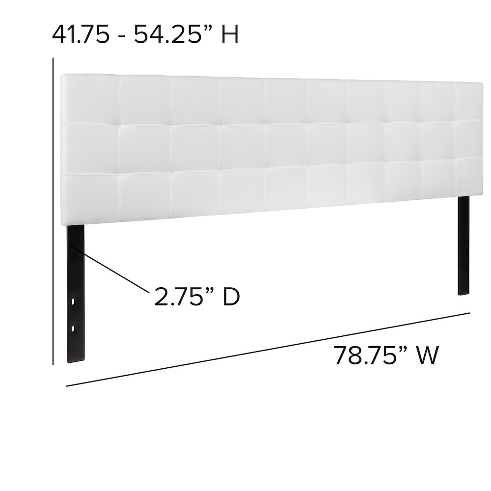 Tufted Upholstered King Size Headboard in White Fabric