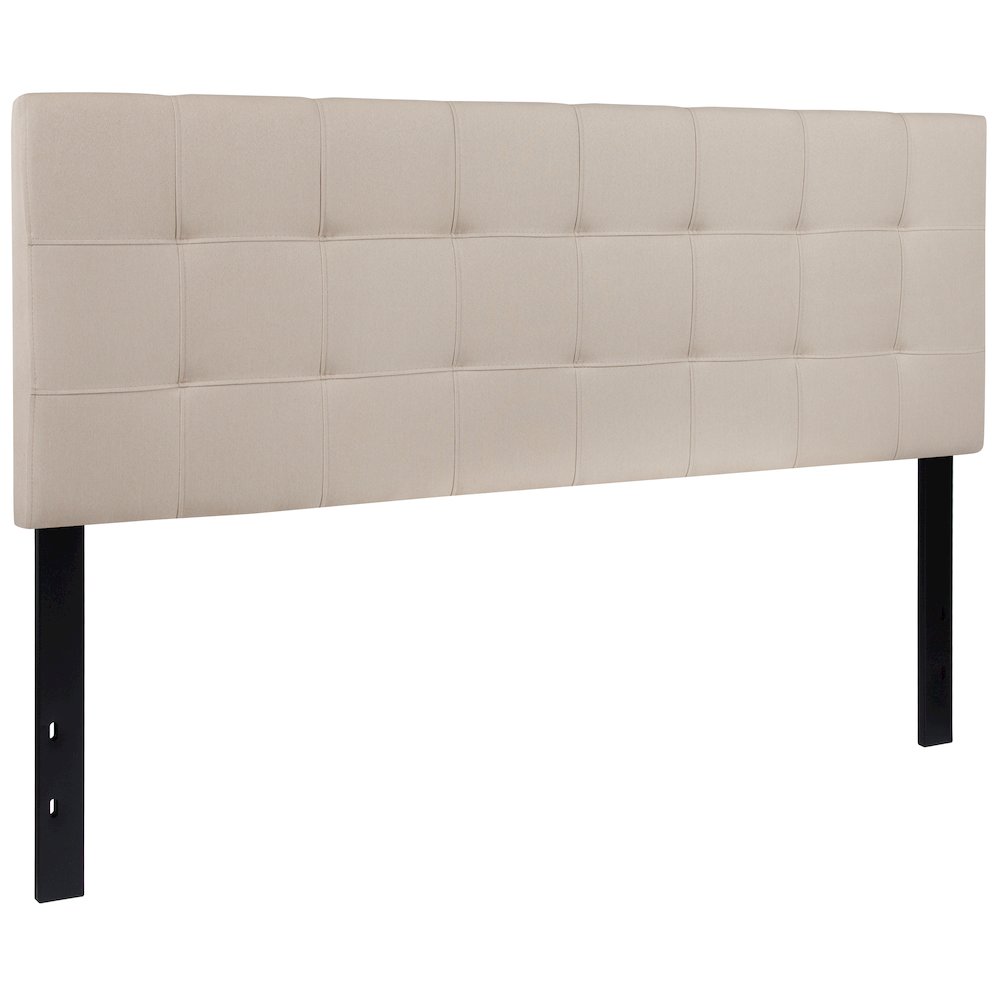 Tufted Upholstered Queen Size Headboard in Beige Fabric
