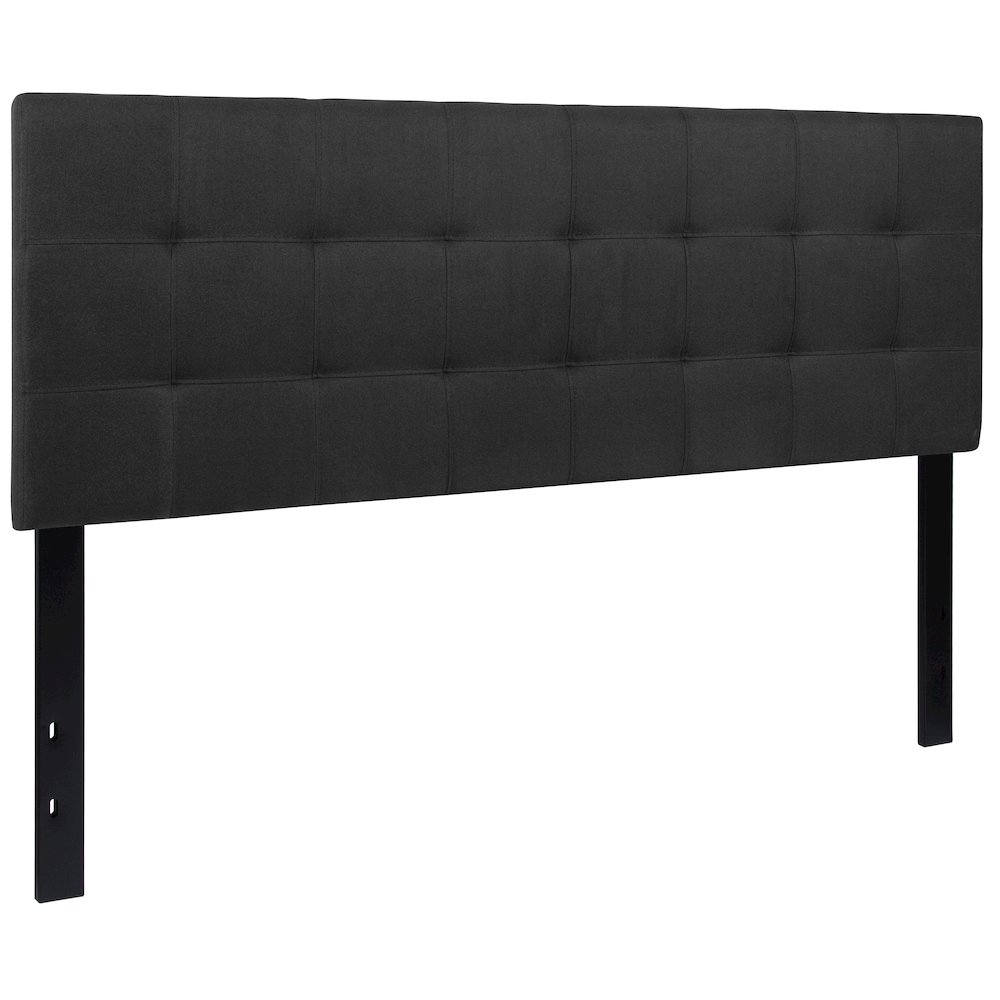 Tufted Upholstered Queen Size Headboard in Black Fabric