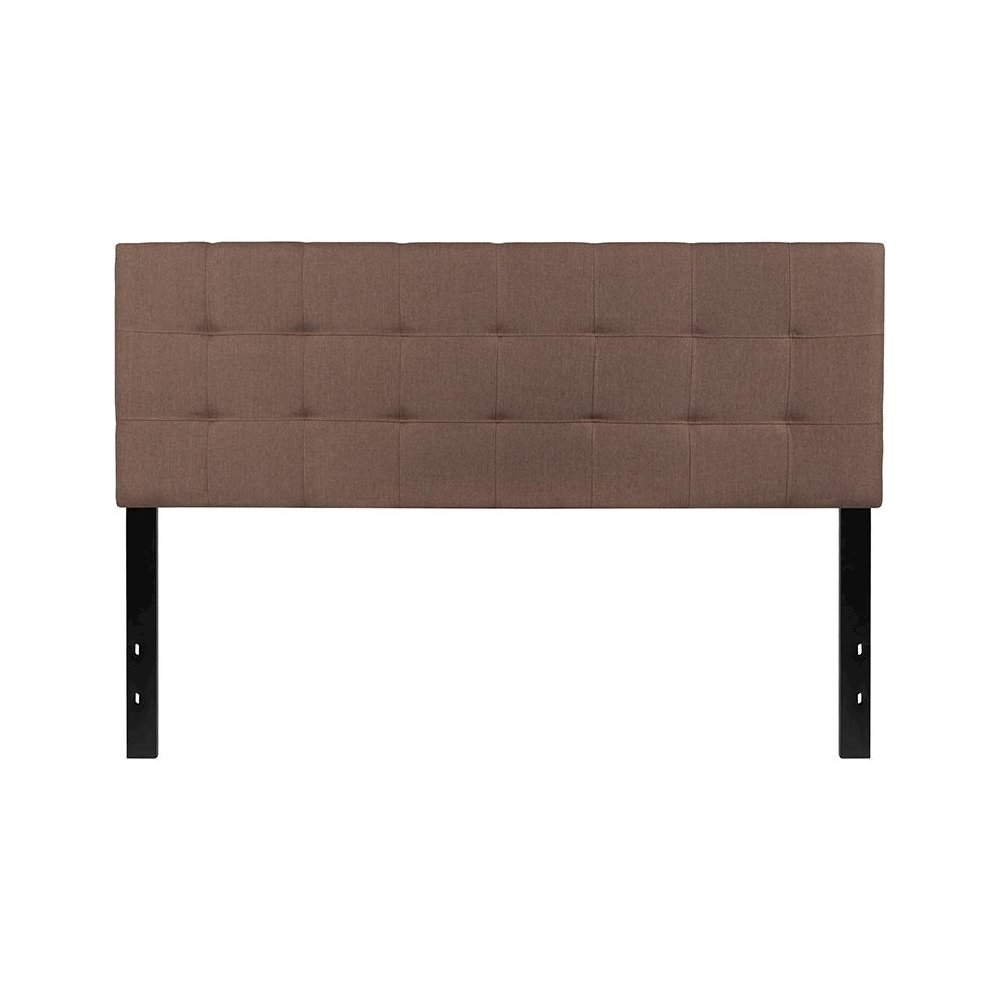 Tufted Upholstered Queen Size Headboard in Camel Fabric