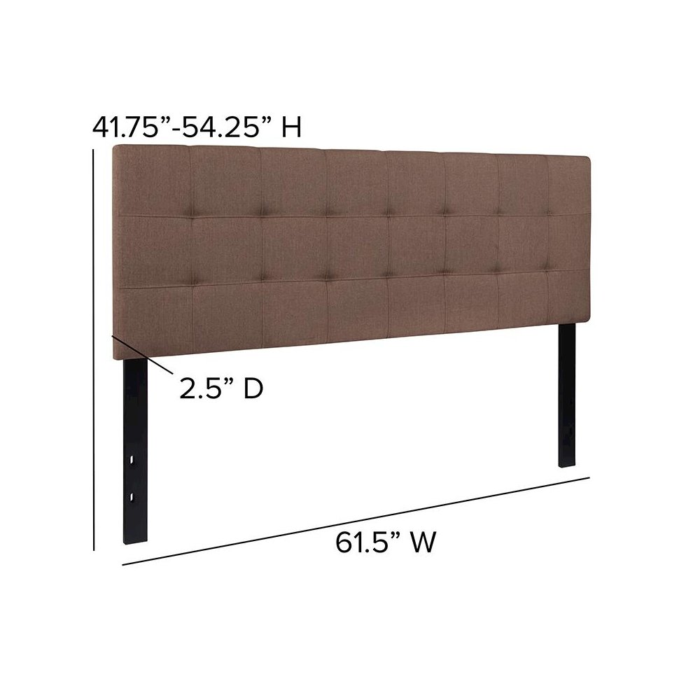Tufted Upholstered Queen Size Headboard in Camel Fabric
