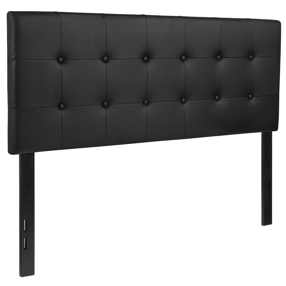 Tufted Upholstered Full Size Headboard in Black Vinyl