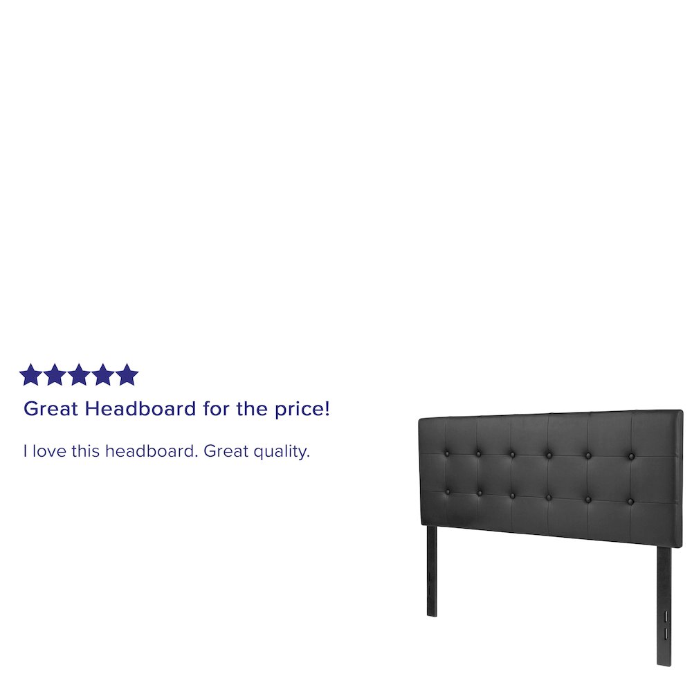 Tufted Upholstered Full Size Headboard in Black Vinyl