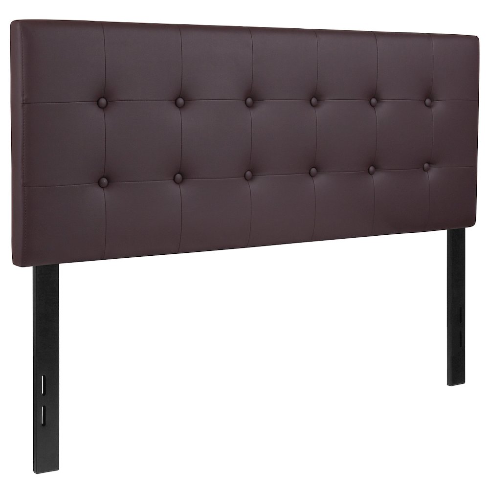 Tufted Upholstered Full Size Headboard in Brown Vinyl