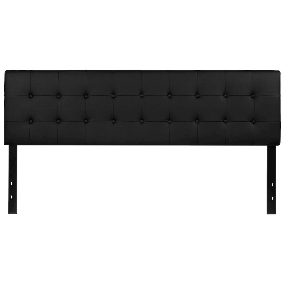 Tufted Upholstered King Size Headboard in Black Vinyl