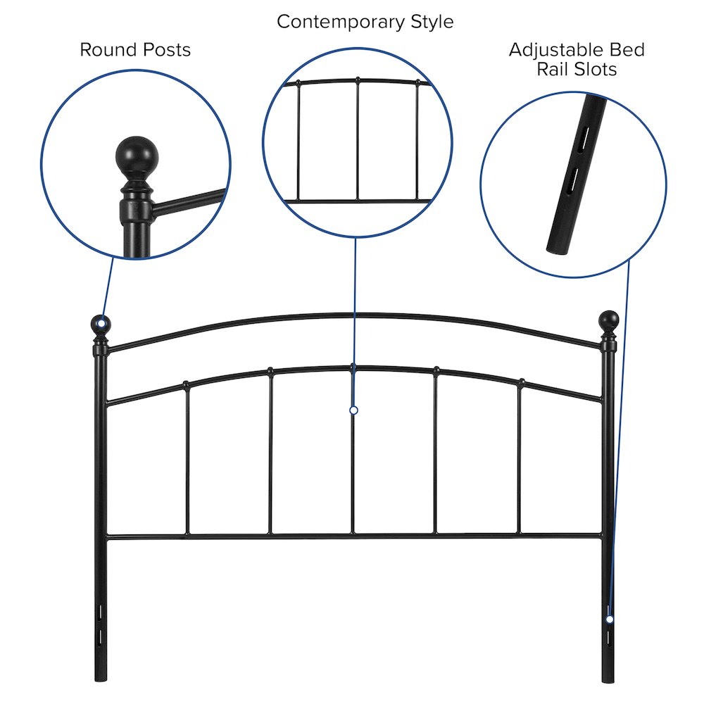 Woodstock Decorative Black Metal Queen Size Headboard