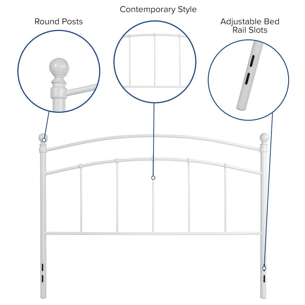 Woodstock Decorative White Metal Queen Size Headboard