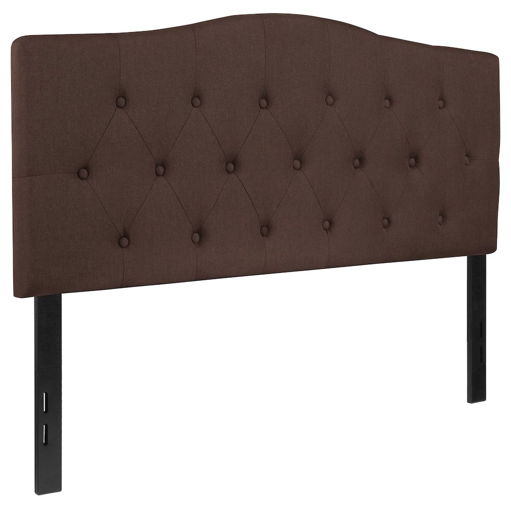 Tufted Upholstered Full Size Headboard in Dark Brown Fabric