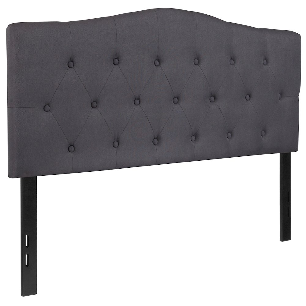 Tufted Upholstered Full Size Headboard in Dark Gray Fabric
