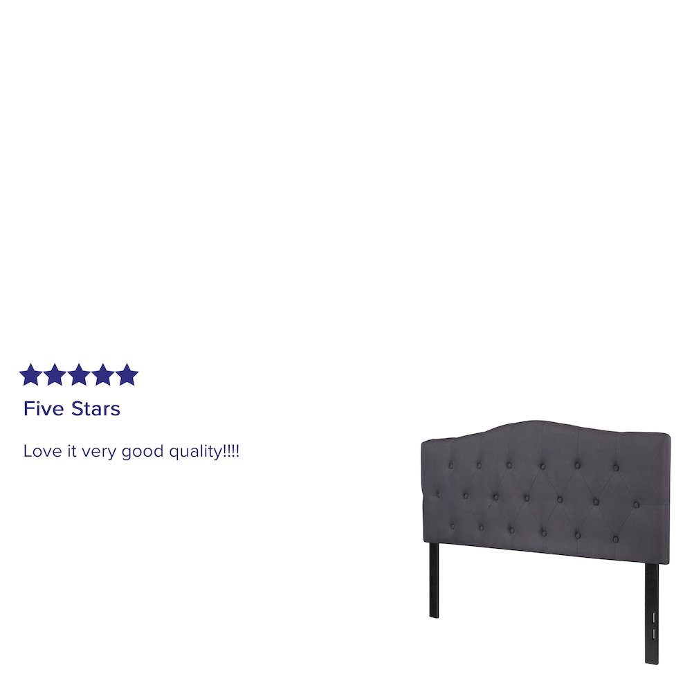 Tufted Upholstered Full Size Headboard in Dark Gray Fabric