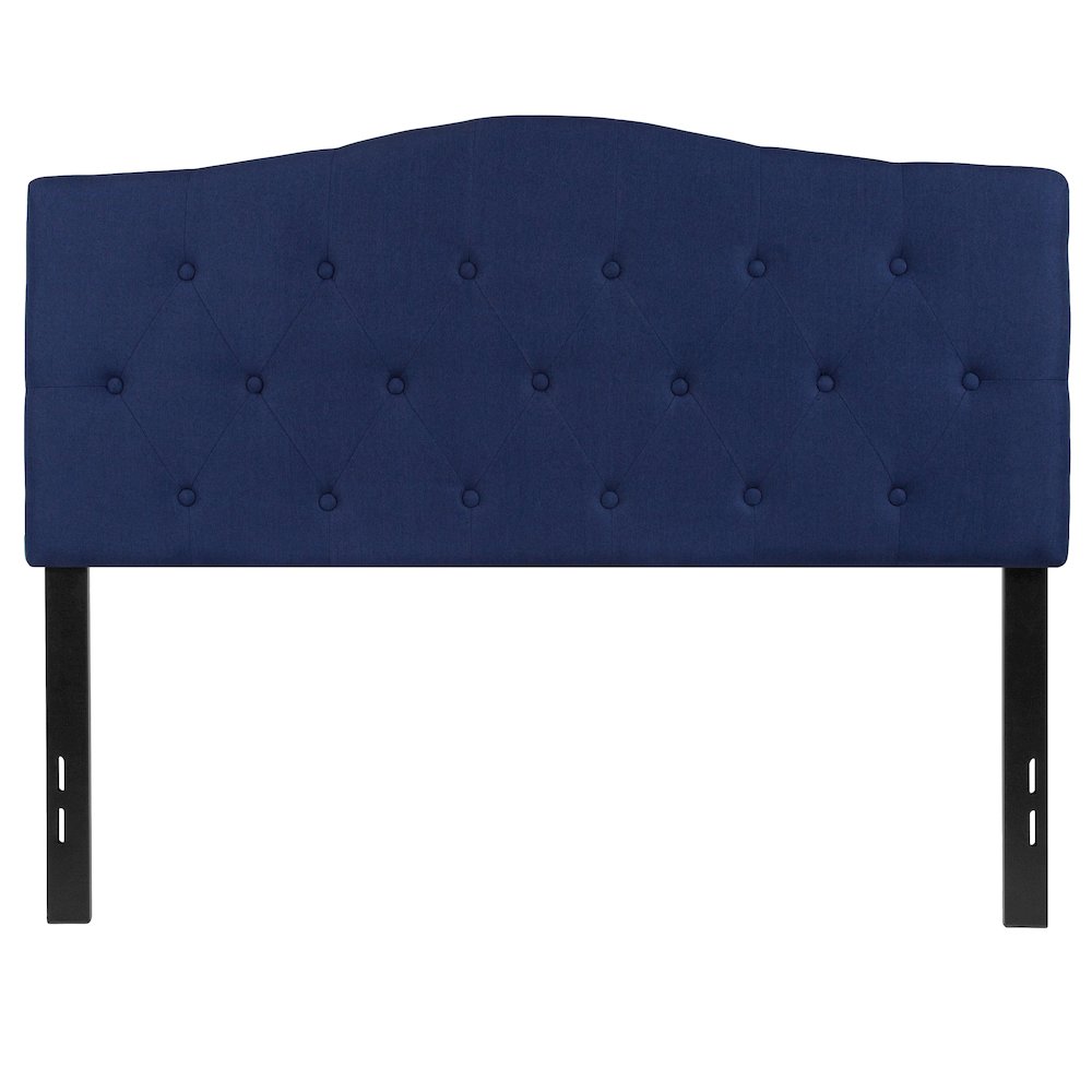 Tufted Upholstered Full Size Headboard in Navy Fabric