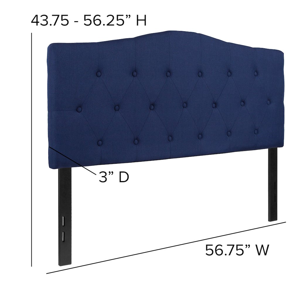 Tufted Upholstered Full Size Headboard in Navy Fabric