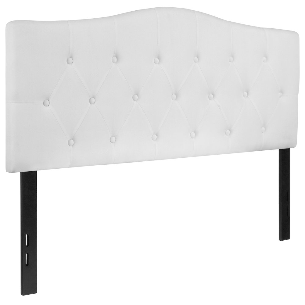 Tufted Upholstered Full Size Headboard in White Fabric