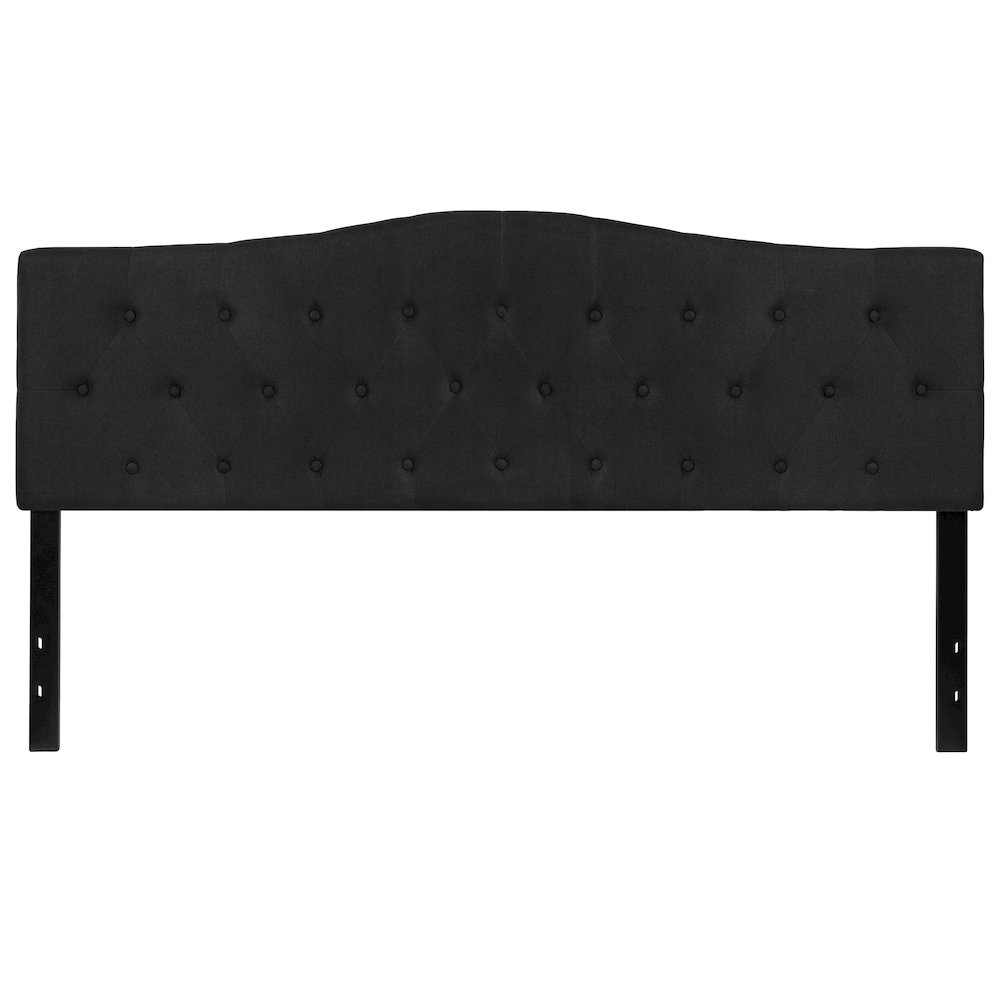 Tufted Upholstered King Size Headboard in Black Fabric