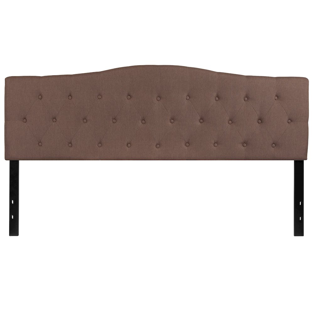 Tufted Upholstered King Size Headboard in Camel Fabric