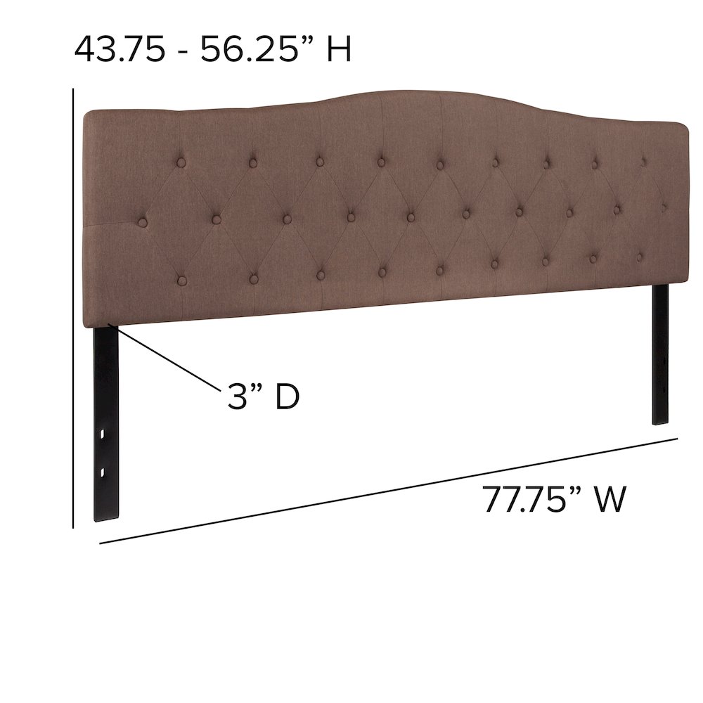 Tufted Upholstered King Size Headboard in Camel Fabric