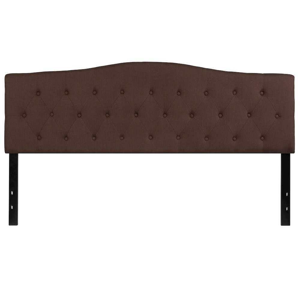Tufted Upholstered King Size Headboard in Dark Brown Fabric