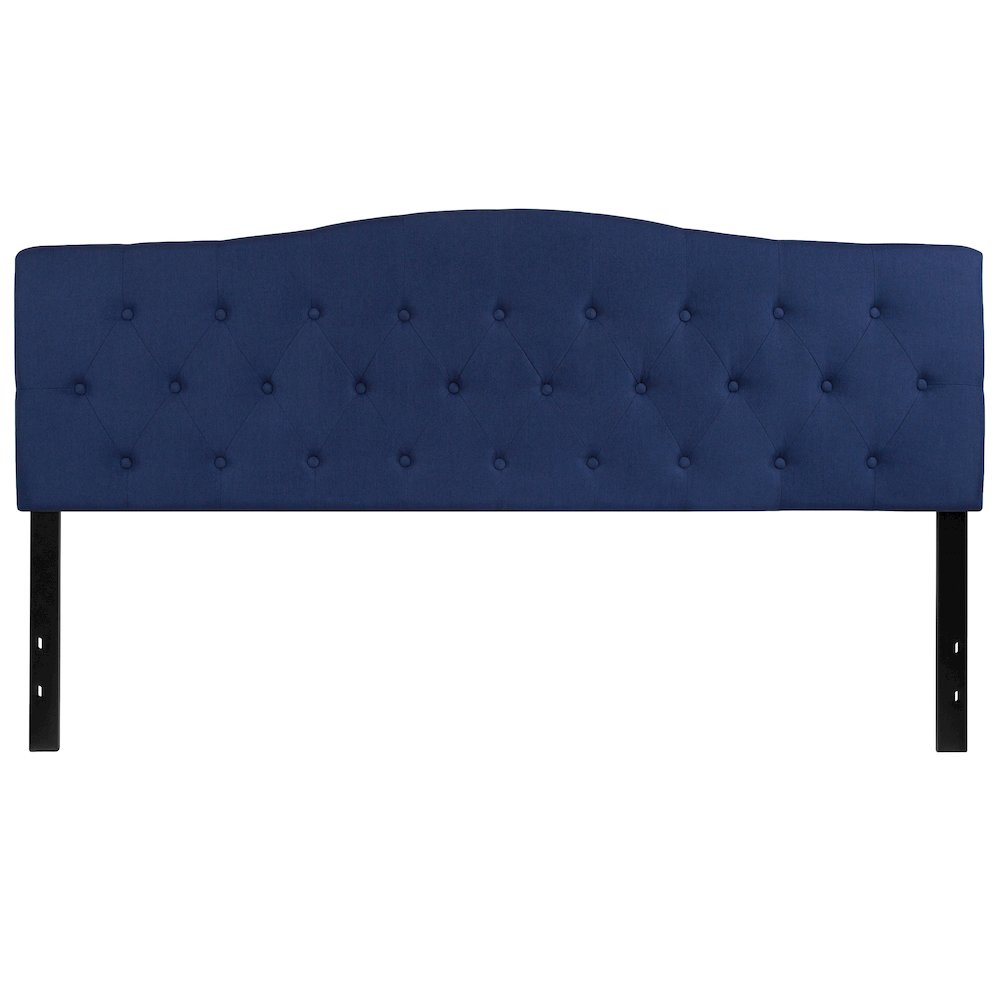 Tufted Upholstered King Size Headboard in Navy Fabric