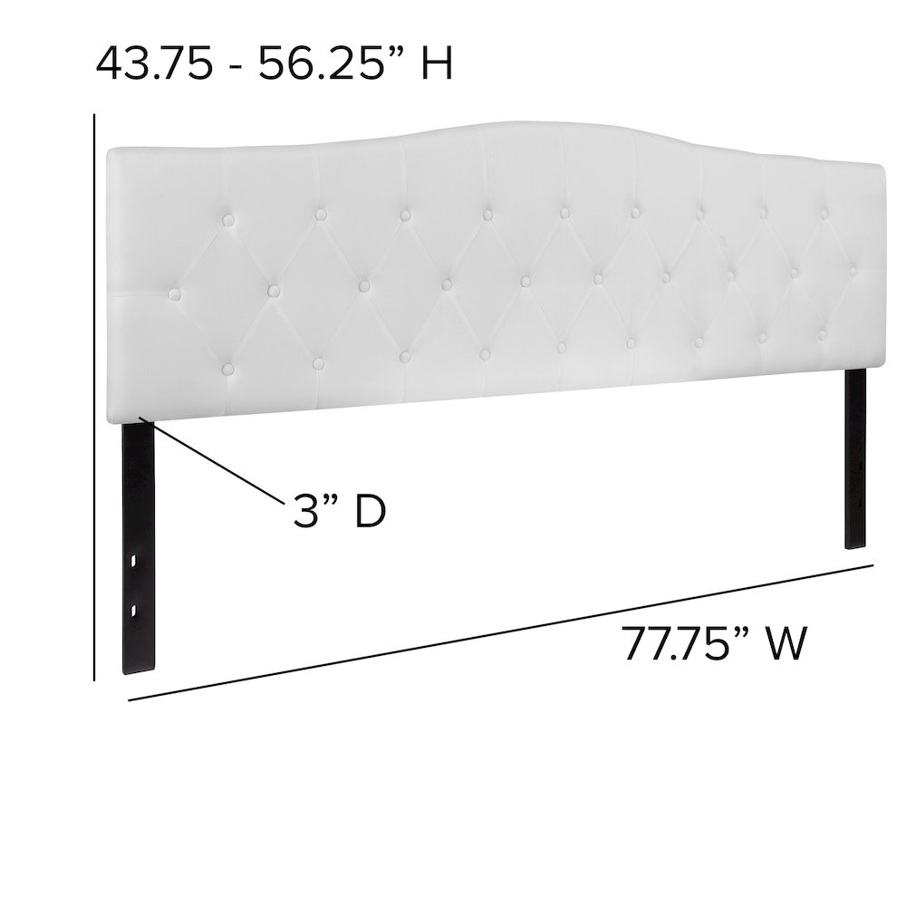 Tufted Upholstered King Size Headboard in White Fabric