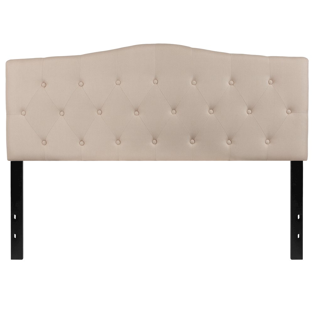Tufted Upholstered Queen Size Headboard in Beige Fabric