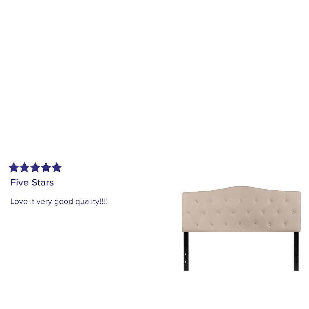 Tufted Upholstered Queen Size Headboard in Beige Fabric