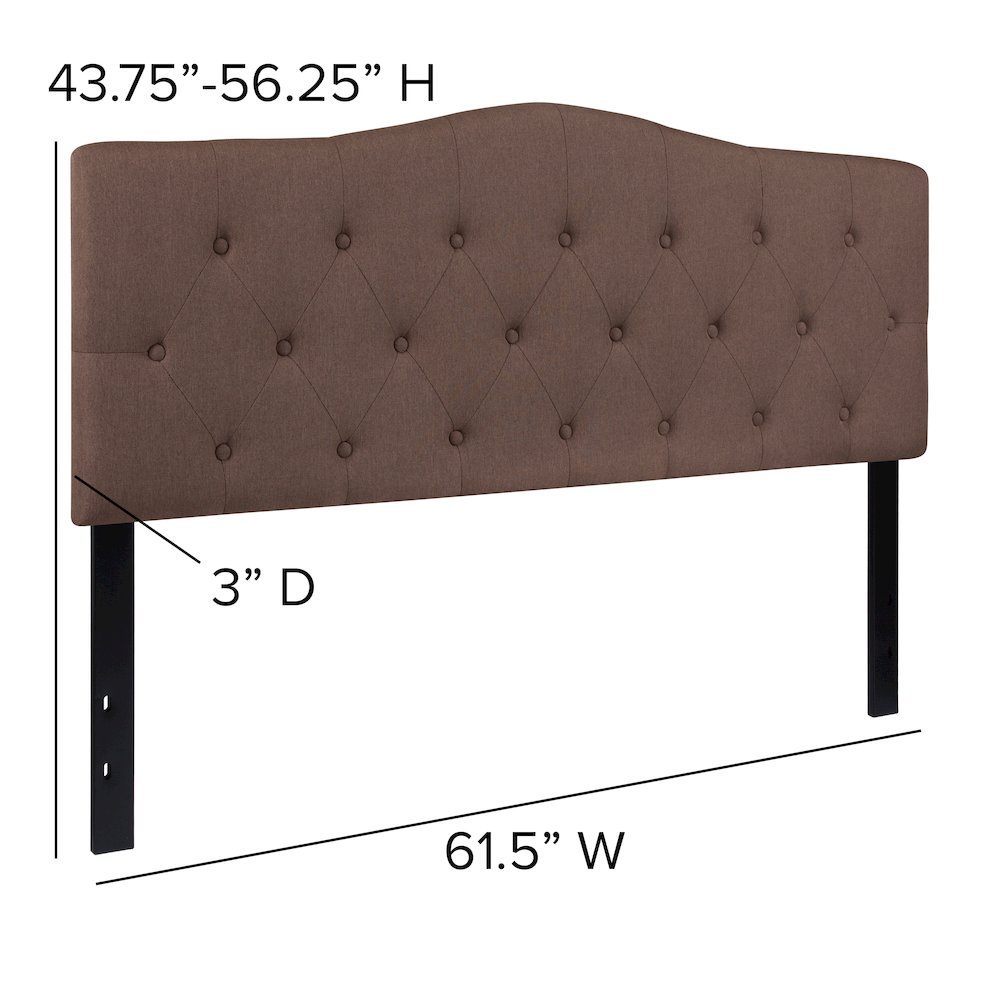 Tufted Upholstered Queen Size Headboard in Camel Fabric