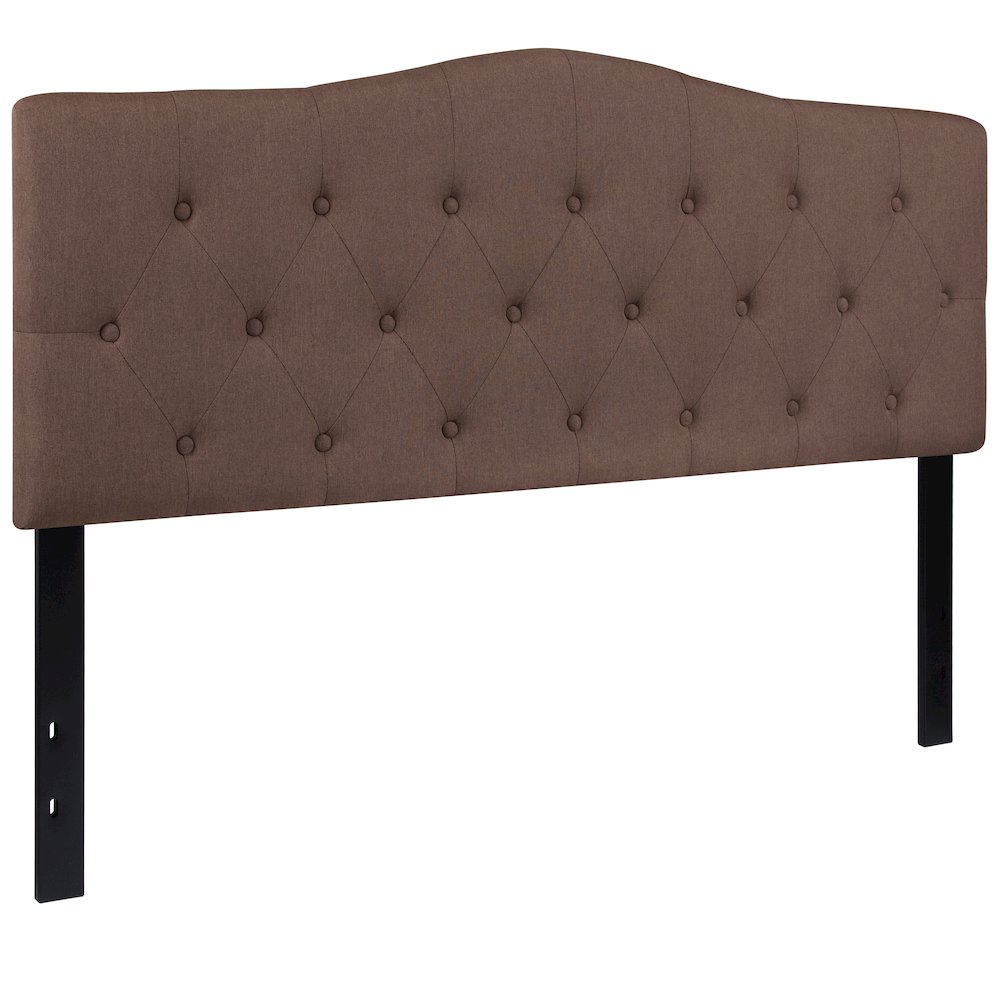 Tufted Upholstered Queen Size Headboard in Camel Fabric