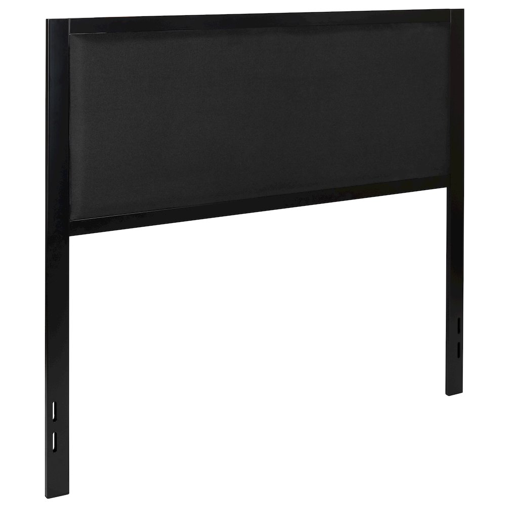 Metal Upholstered Full Size Headboard in Black Fabric