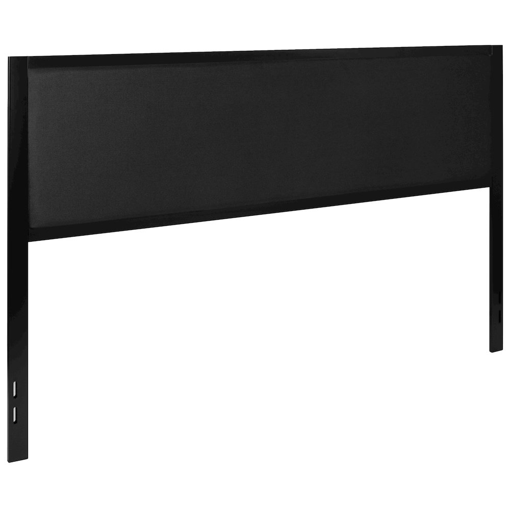 Metal Upholstered King Size Headboard in Black Fabric