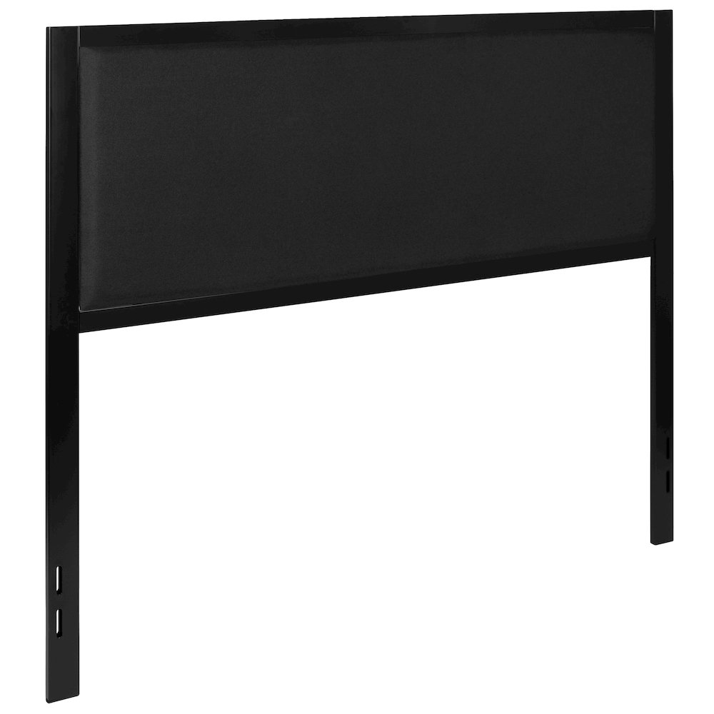 Metal Upholstered Queen Size Headboard in Black Fabric
