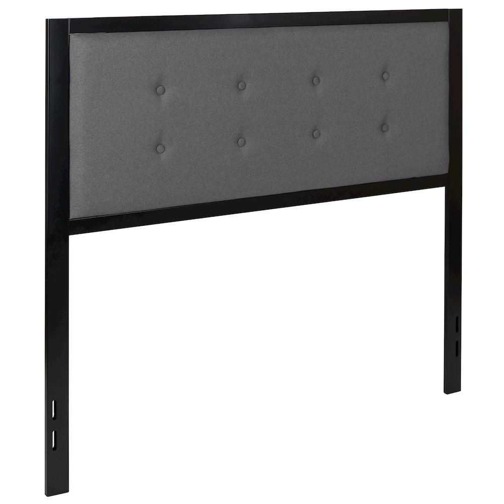 Metal Tufted Upholstered Full Size Headboard in Dark Gray Fabric