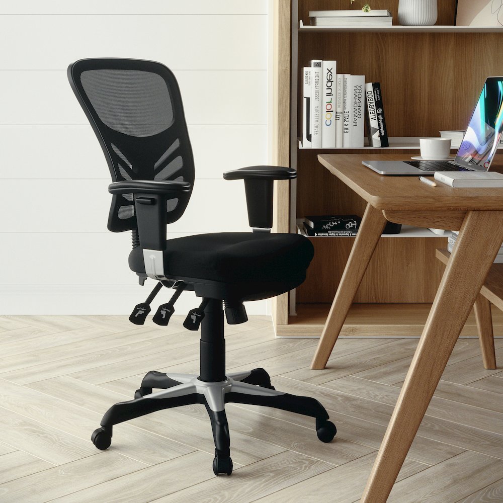 Mid-Back Black Mesh Multifunction Executive Swivel Office Chair