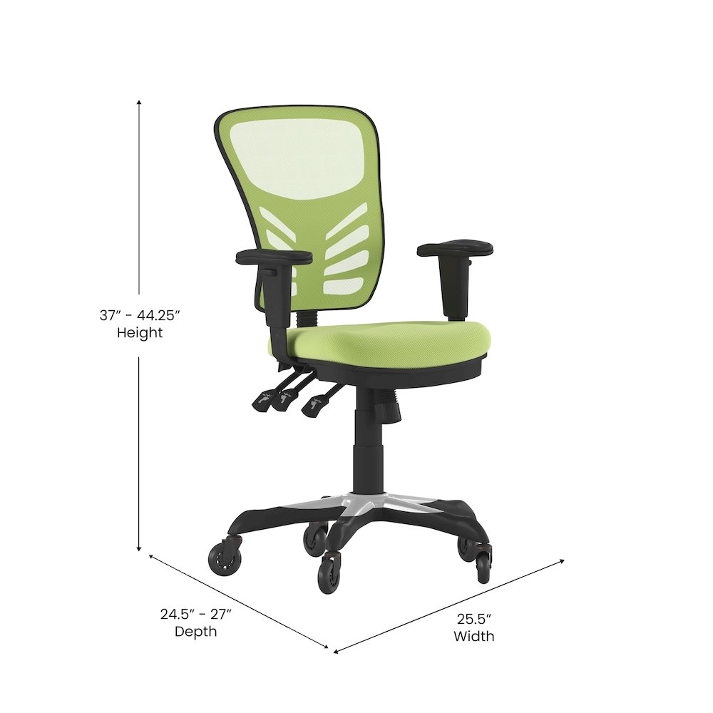 Mid-Back Green Mesh Multifunction Executive Swivel Office Chair