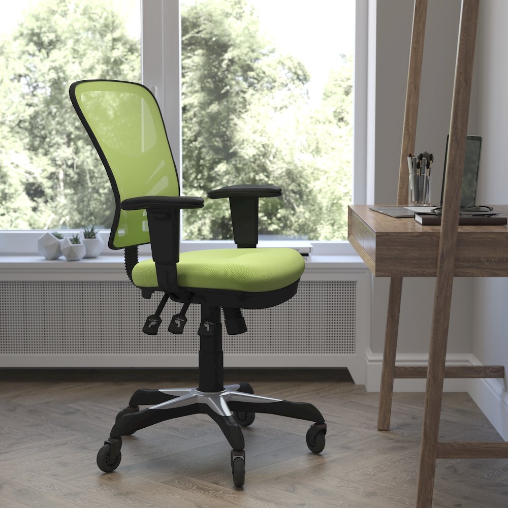 Mid-Back Green Mesh Multifunction Executive Swivel Office Chair