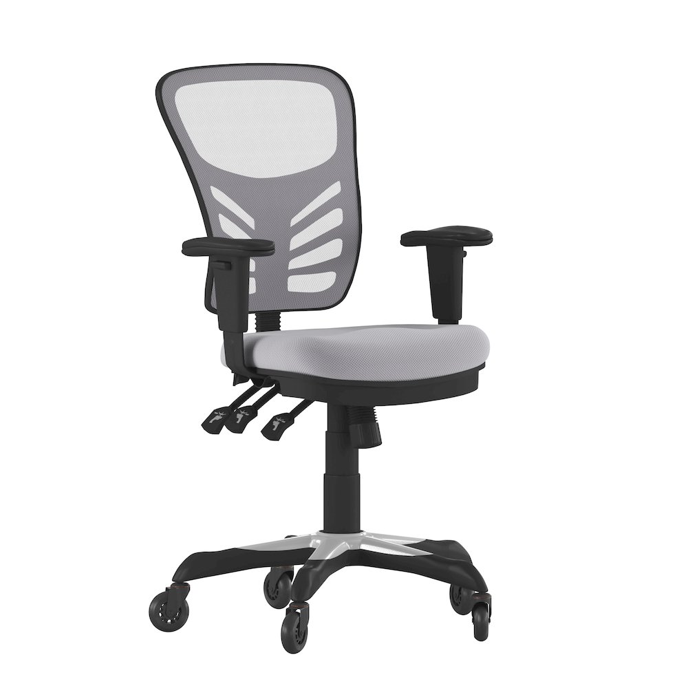 Mid-Back Gray Mesh Multifunction Executive Swivel Office Chair and Roller Wheels