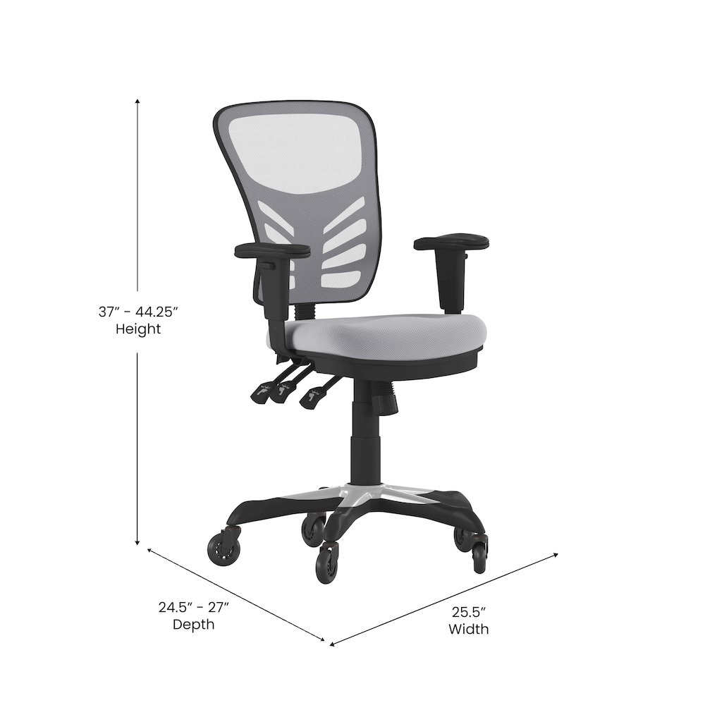 Mid-Back Gray Mesh Multifunction Executive Swivel Office Chair and Roller Wheels