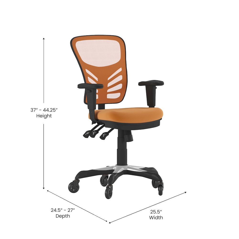 Mid-Back Orange Mesh Multifunction Executive Swivel Office Chair