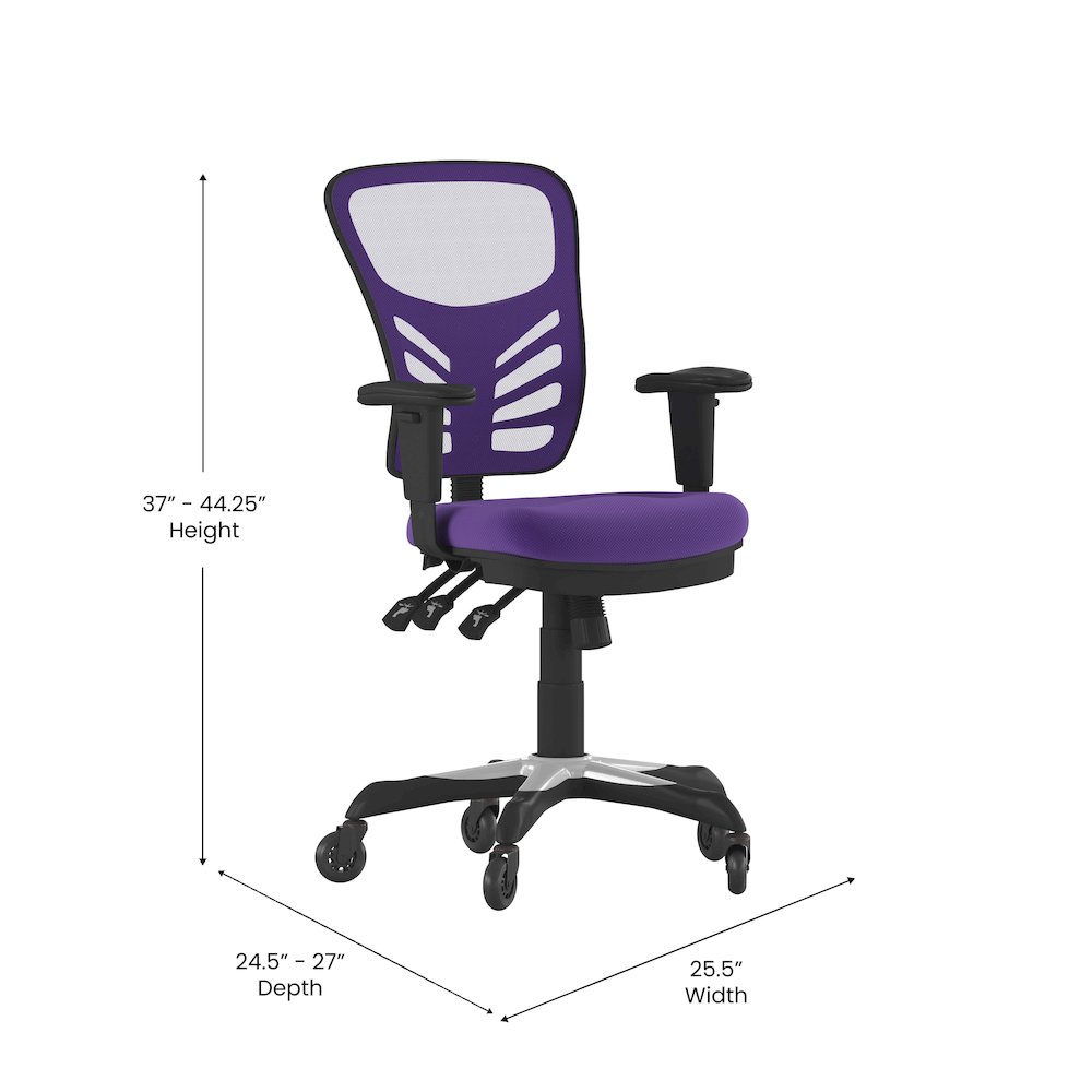 Mid-Back Purple Mesh Multifunction Executive Swivel Office Chair