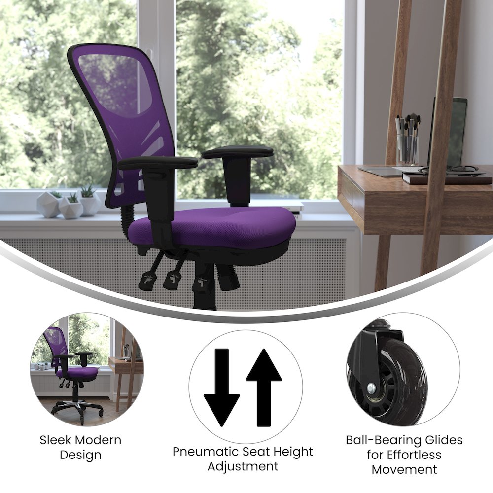 Mid-Back Purple Mesh Multifunction Executive Swivel Office Chair