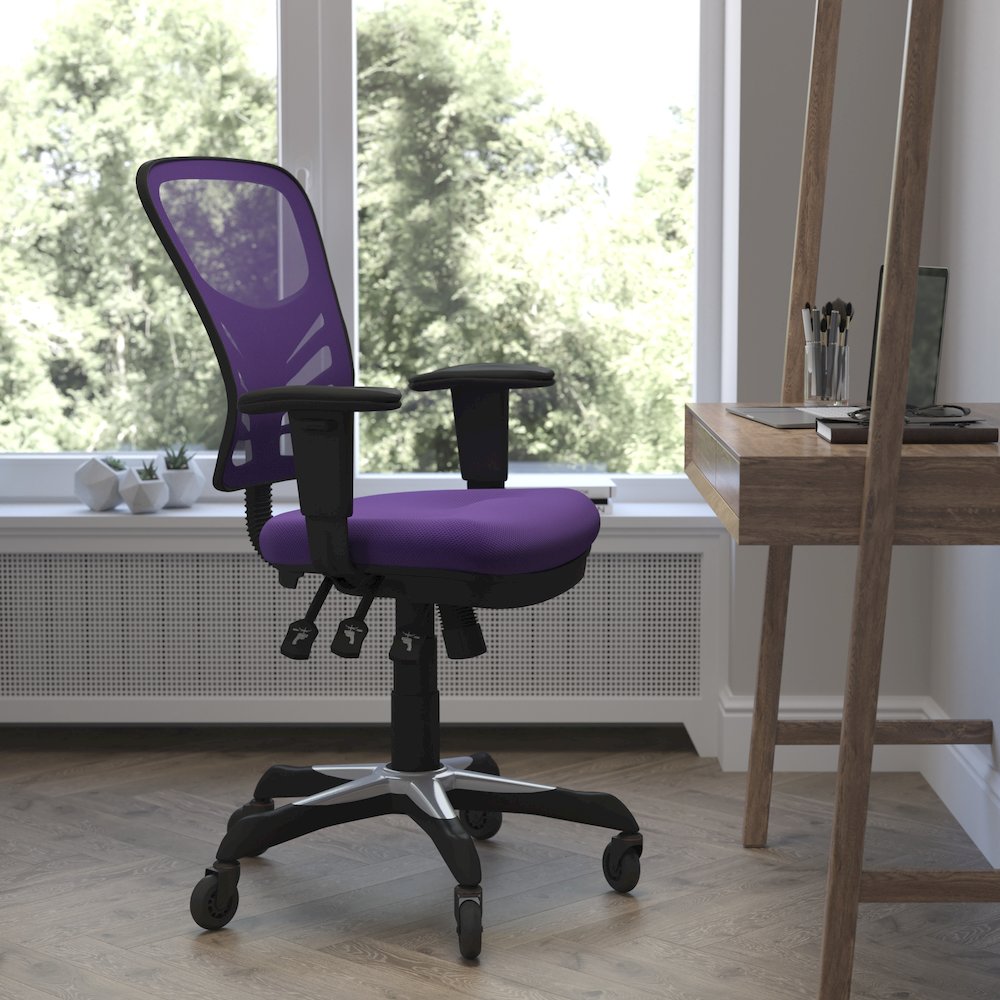 Mid-Back Purple Mesh Multifunction Executive Swivel Office Chair